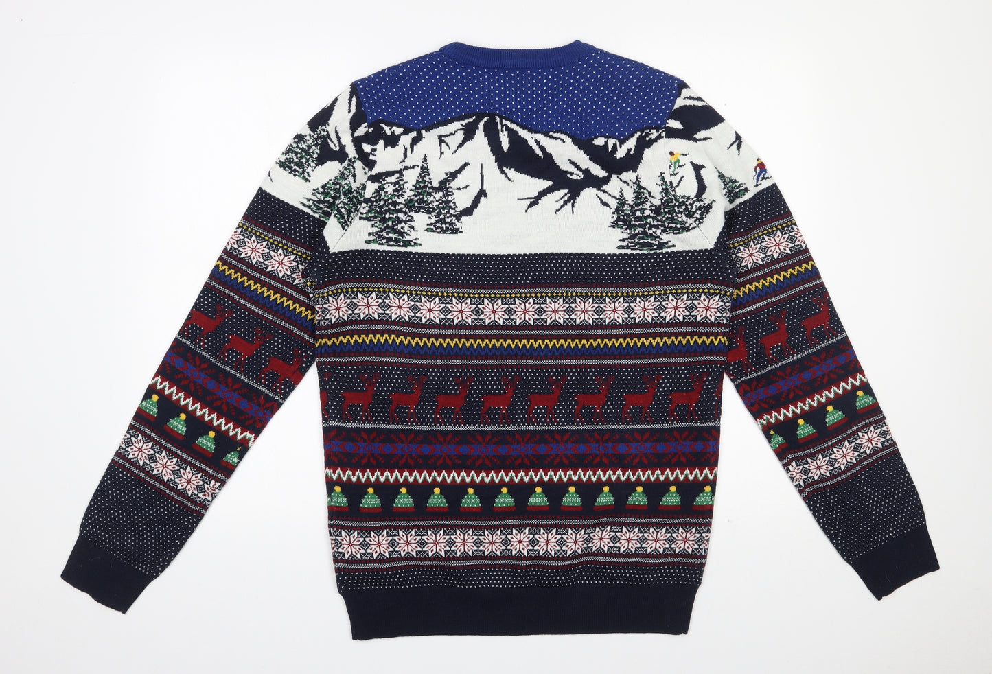 F&F Mens Multicoloured Round Neck Fair Isle Acrylic Pullover Jumper Size M   - Christmas jumper