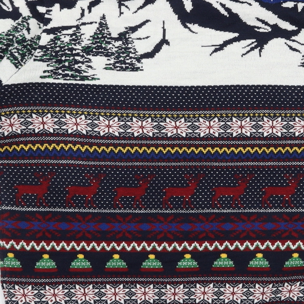 F&F Mens Multicoloured Round Neck Fair Isle Acrylic Pullover Jumper Size M   - Christmas jumper