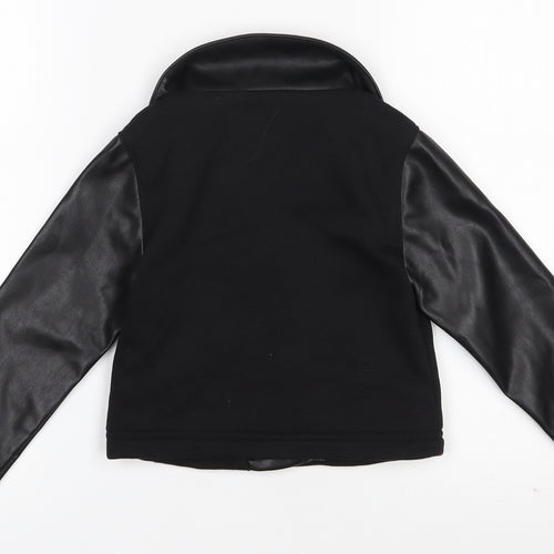 Disney Girls Black   Biker Jacket Size 4 Years  Zip - Minnie mouse