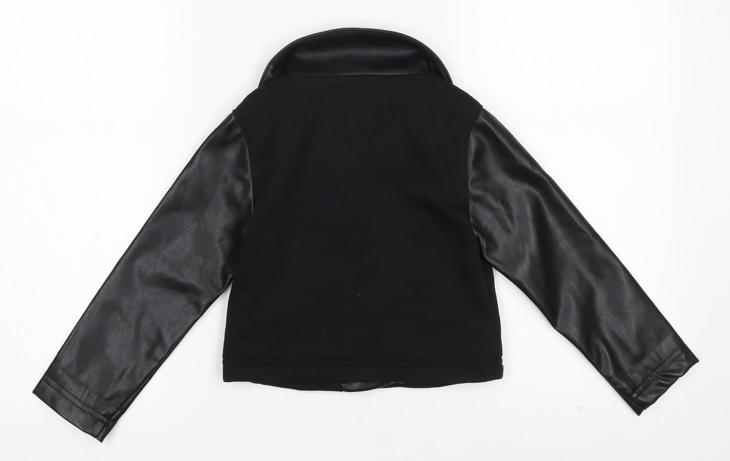 Disney Girls Black   Biker Jacket Size 4 Years  Zip - Minnie mouse