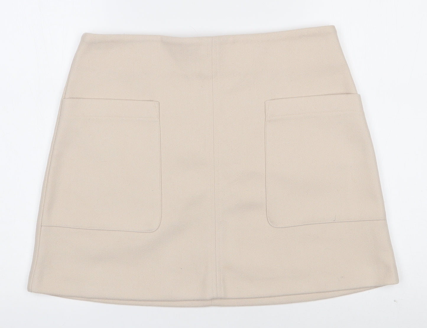 Primark Womens Beige  Polyester A-Line Skirt Size 12   Zip