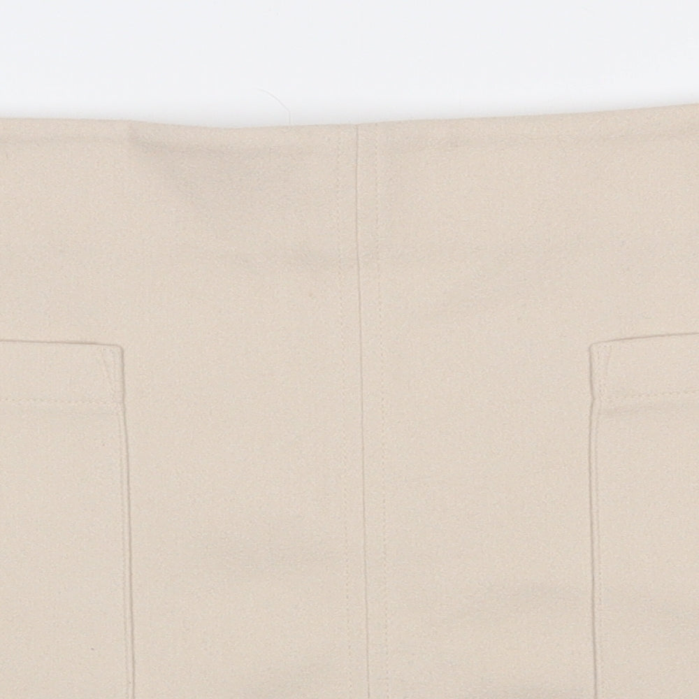 Primark Womens Beige  Polyester A-Line Skirt Size 12   Zip
