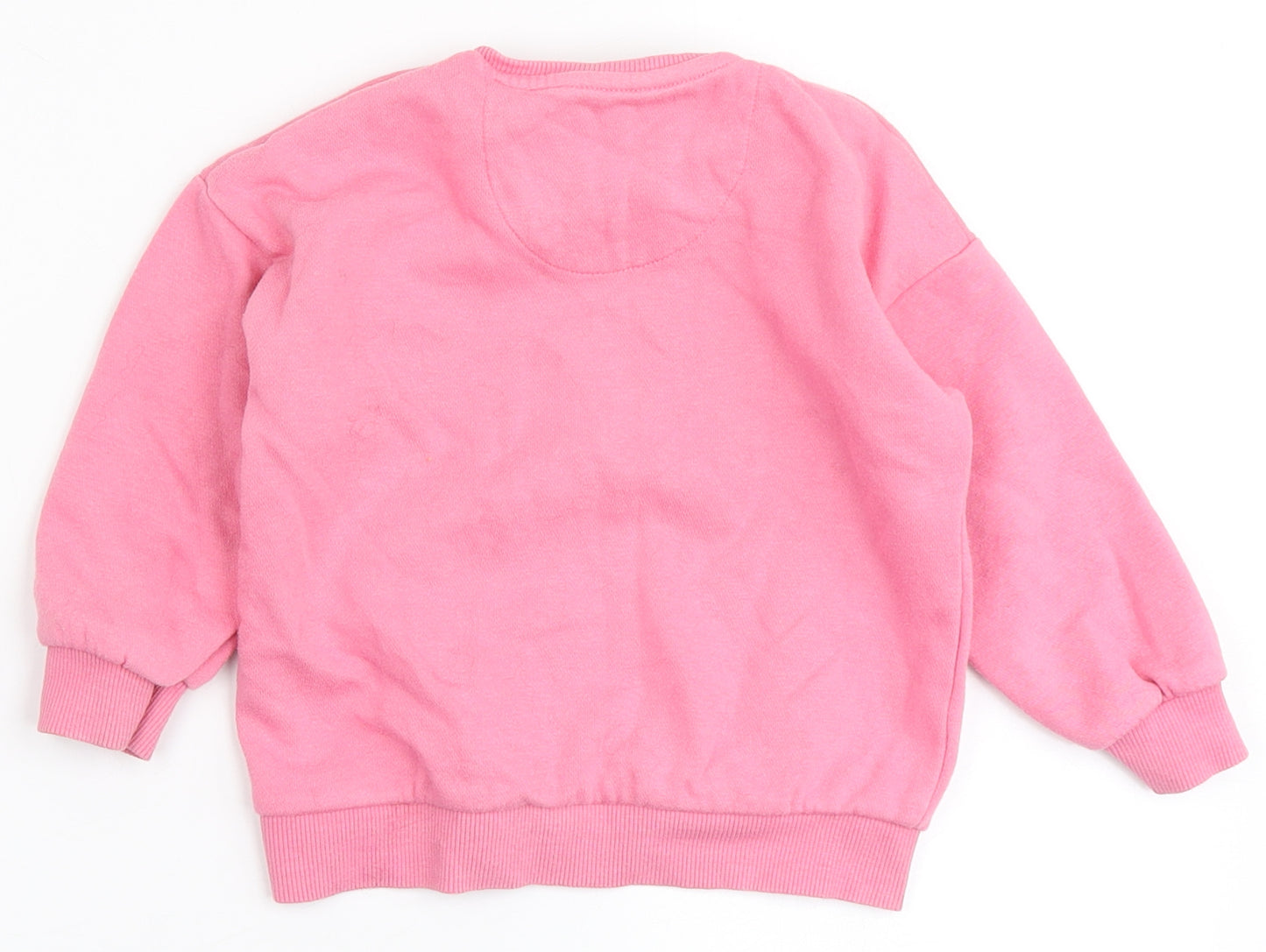 FRED&FLO Girls Pink  Cotton Pullover Jumper Size 12-18 Months   - Unicorn
