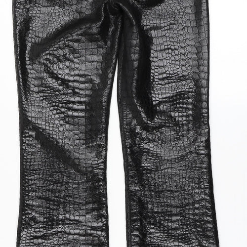 Motel Womens Black Animal Print Polyester Trousers  Size XS L31 in Regular Button - Snake Print
