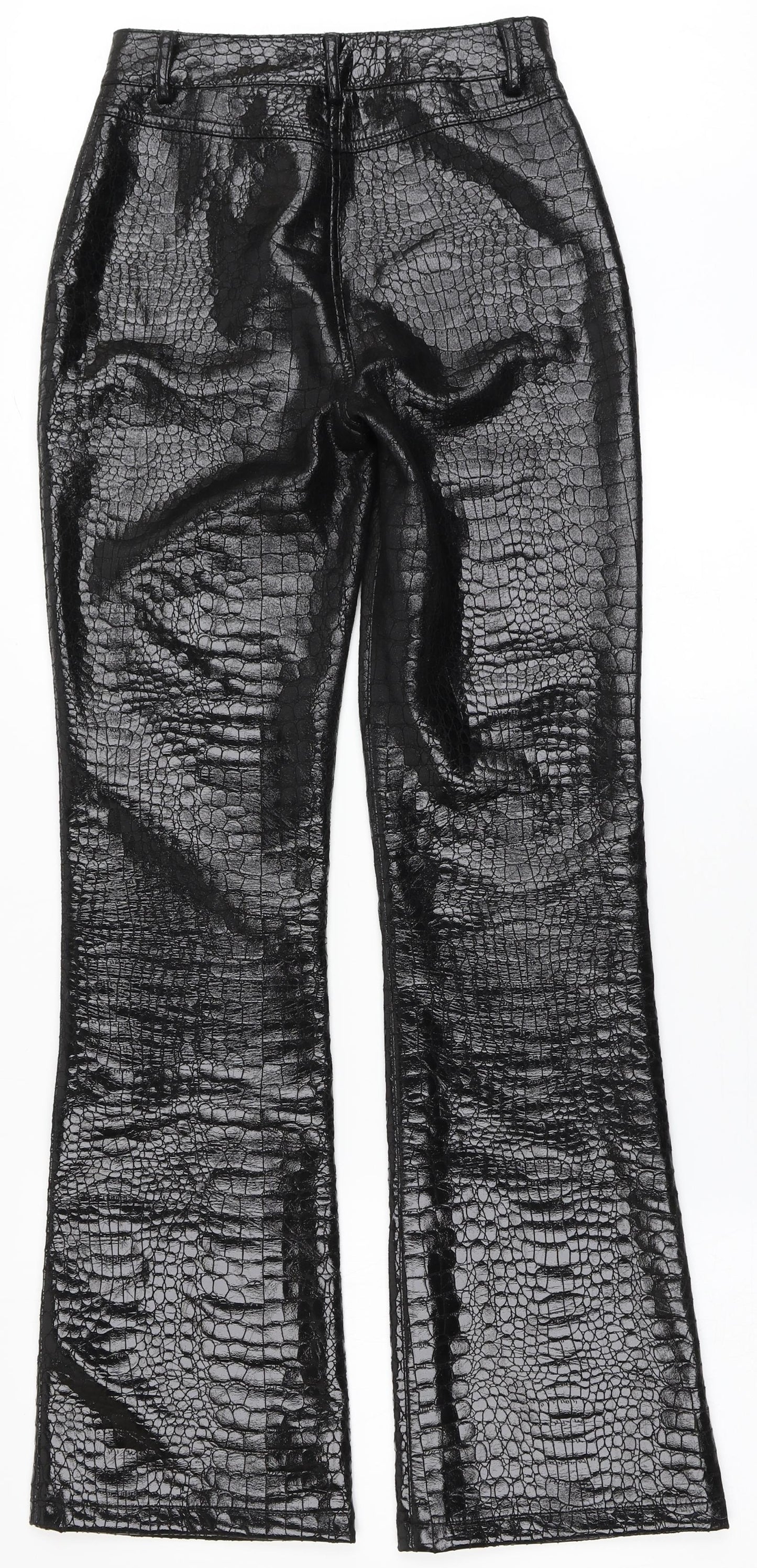 Motel Womens Black Animal Print Polyester Trousers  Size XS L31 in Regular Button - Snake Print