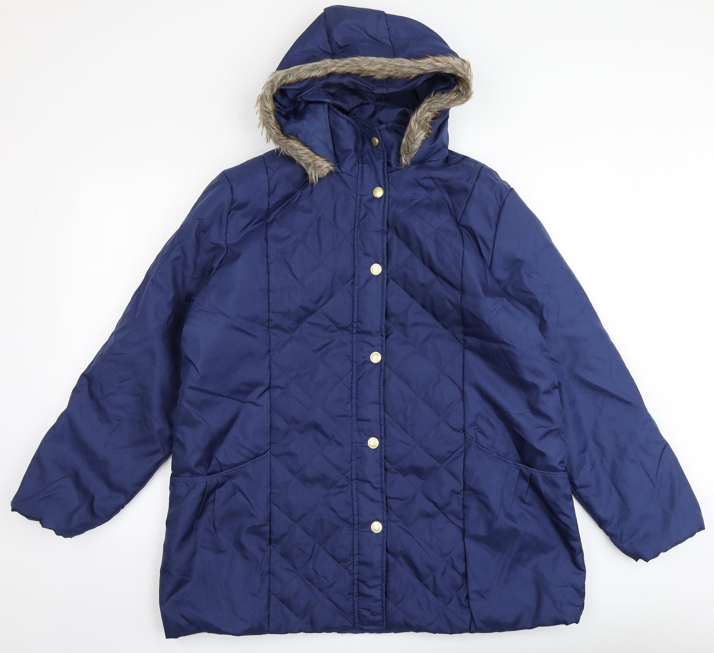 Anne de lancay Womens Blue   Parka Coat Size L  Button