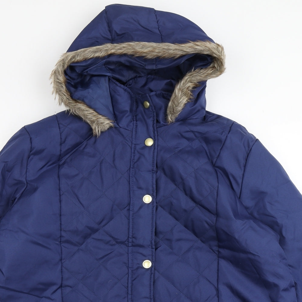 Anne de lancay Womens Blue   Parka Coat Size L  Button