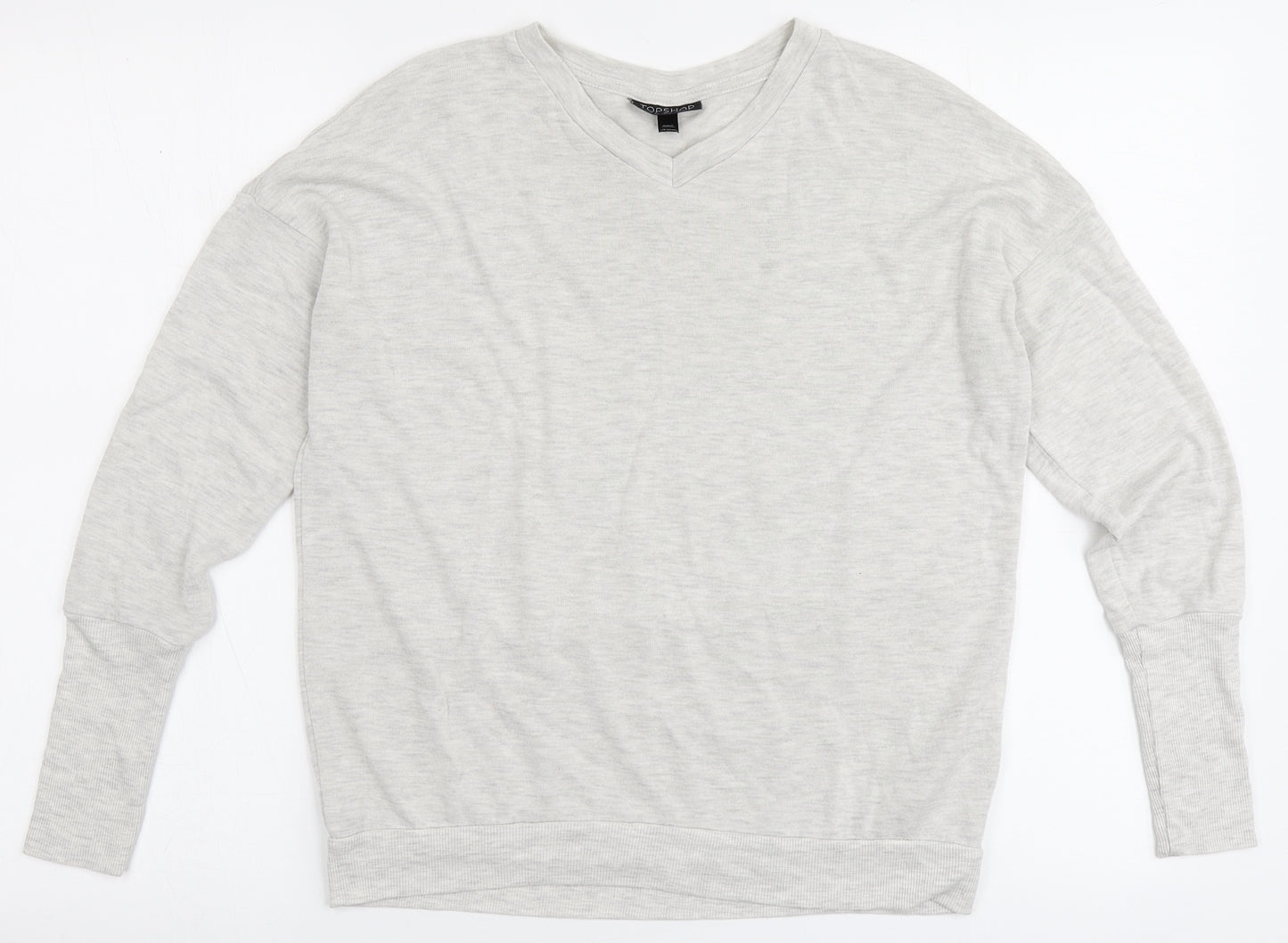 Topshop Womens Grey V-Neck  Polyester Pullover Jumper Size 6