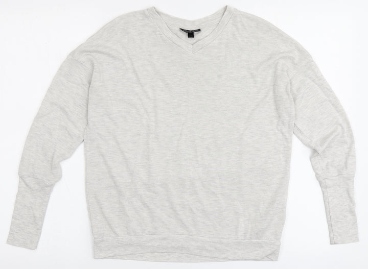 Topshop Womens Grey V-Neck  Polyester Pullover Jumper Size 6