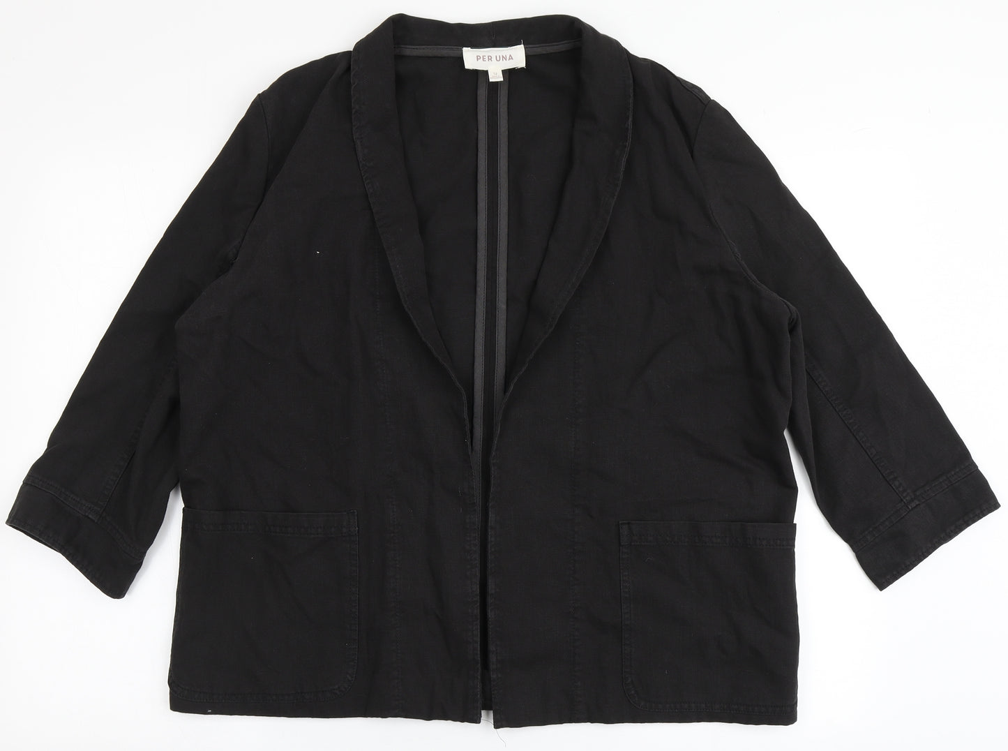 Per Ub=na Womens Black  Cotton Jacket Blazer Size 12