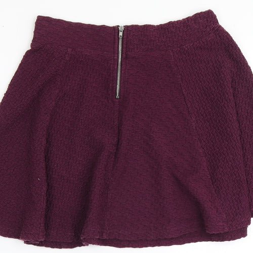 H&M Womens Purple  Cotton A-Line Skirt Size S   Zip