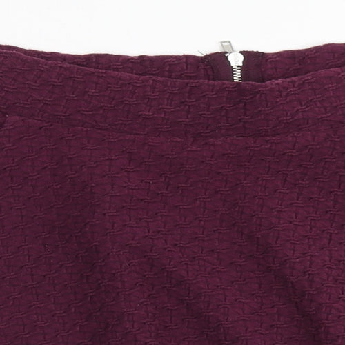 H&M Womens Purple  Cotton A-Line Skirt Size S   Zip