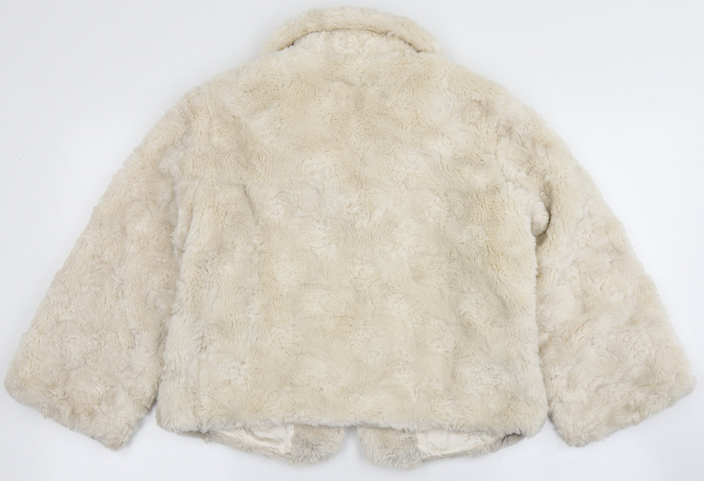 Butterfly by Matthew Williamson Womens Ivory   Overcoat Coat Size 14  Hook & Eye - Faux Fur