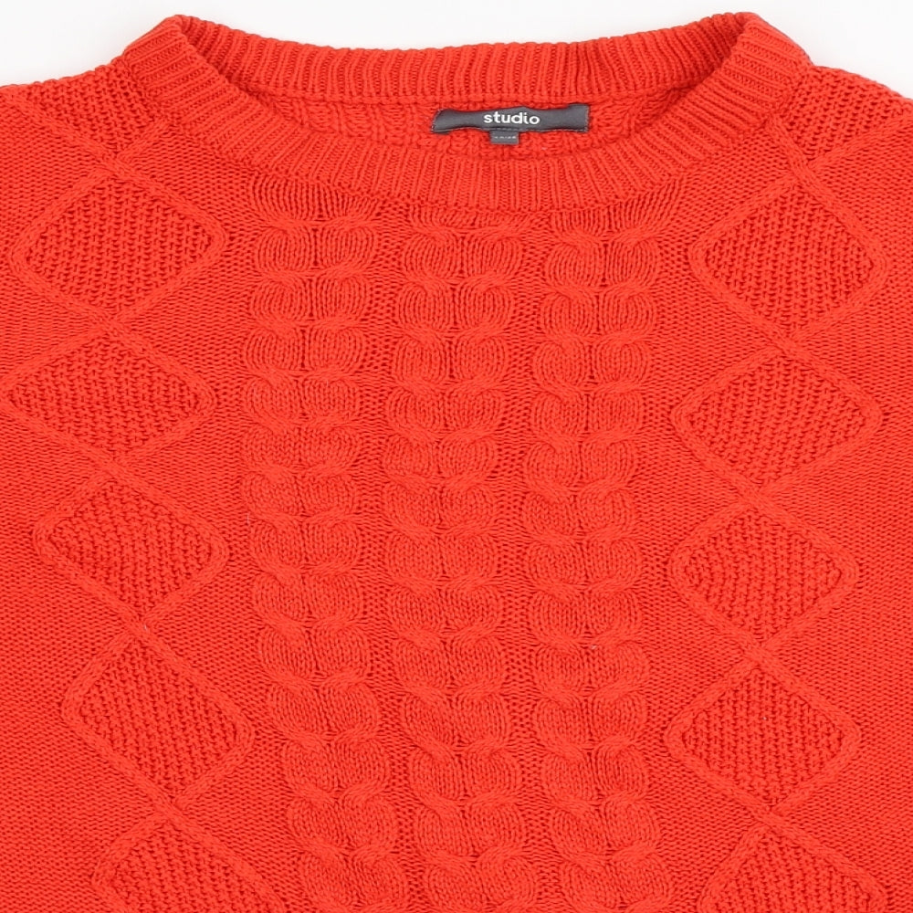Studio Womens Red Round Neck  Acrylic Pullover Jumper Size 20   - Cold Shoulder