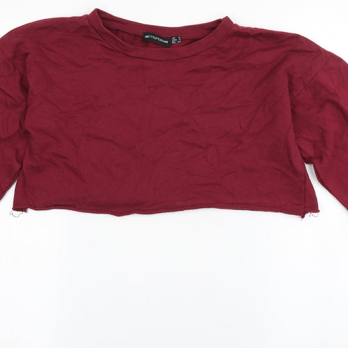 PRETTYLITTLETHING Womens Red  100% Cotton Pullover Sweatshirt Size 6   - Cropped