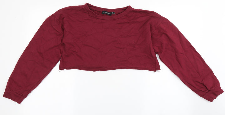 PRETTYLITTLETHING Womens Red  100% Cotton Pullover Sweatshirt Size 6   - Cropped
