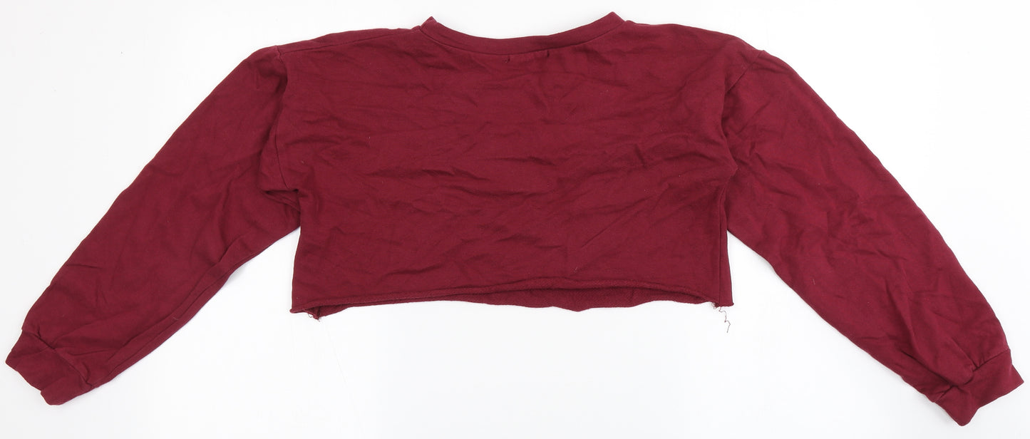 PRETTYLITTLETHING Womens Red  100% Cotton Pullover Sweatshirt Size 6   - Cropped