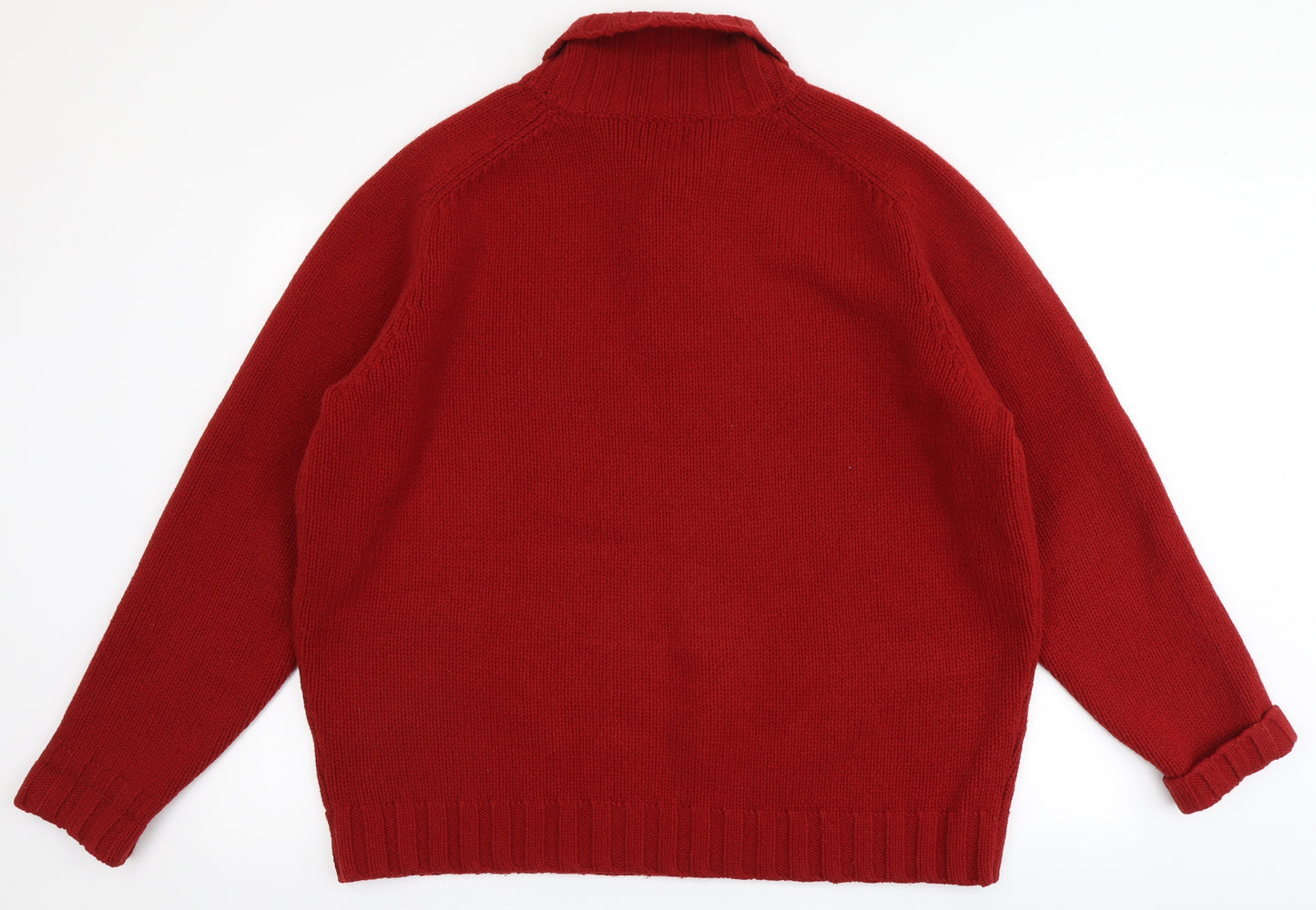 Crombie Mens Red Collared  Wool Pullover Jumper Size 2XL