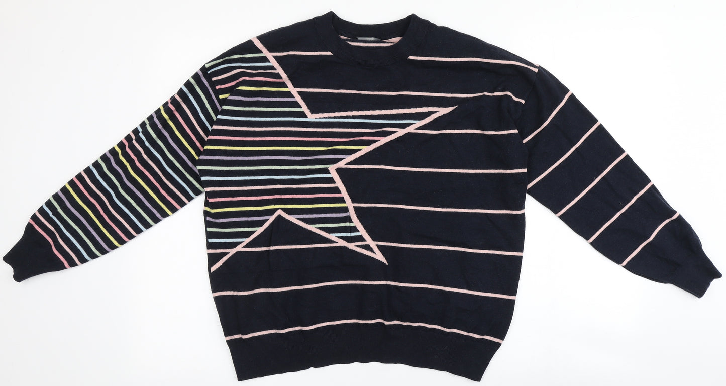 F&F Womens Blue Round Neck Striped Viscose Pullover Jumper Size 12   - Star
