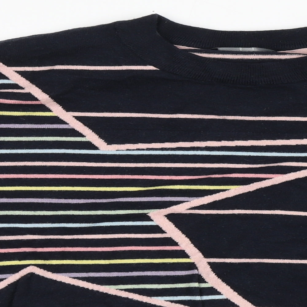 F&F Womens Blue Round Neck Striped Viscose Pullover Jumper Size 12   - Star