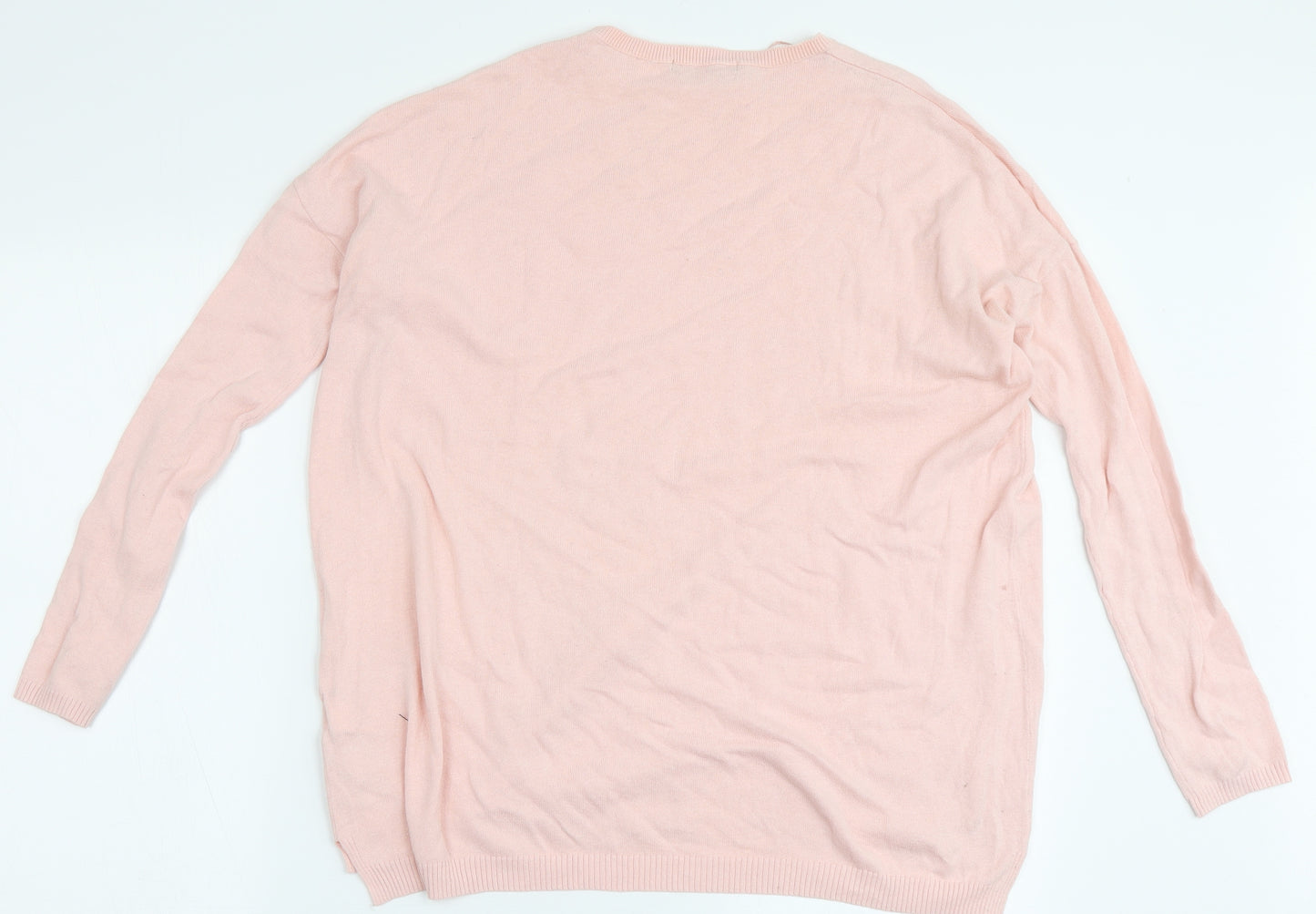 Zara Knit Womens Pink Round Neck  Cotton Pullover Jumper Size S