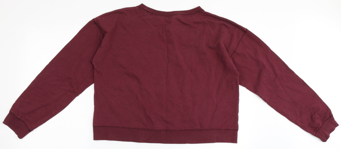 Jack Wills Womens Red  Cotton Pullover Sweatshirt Size 12   - Cropped