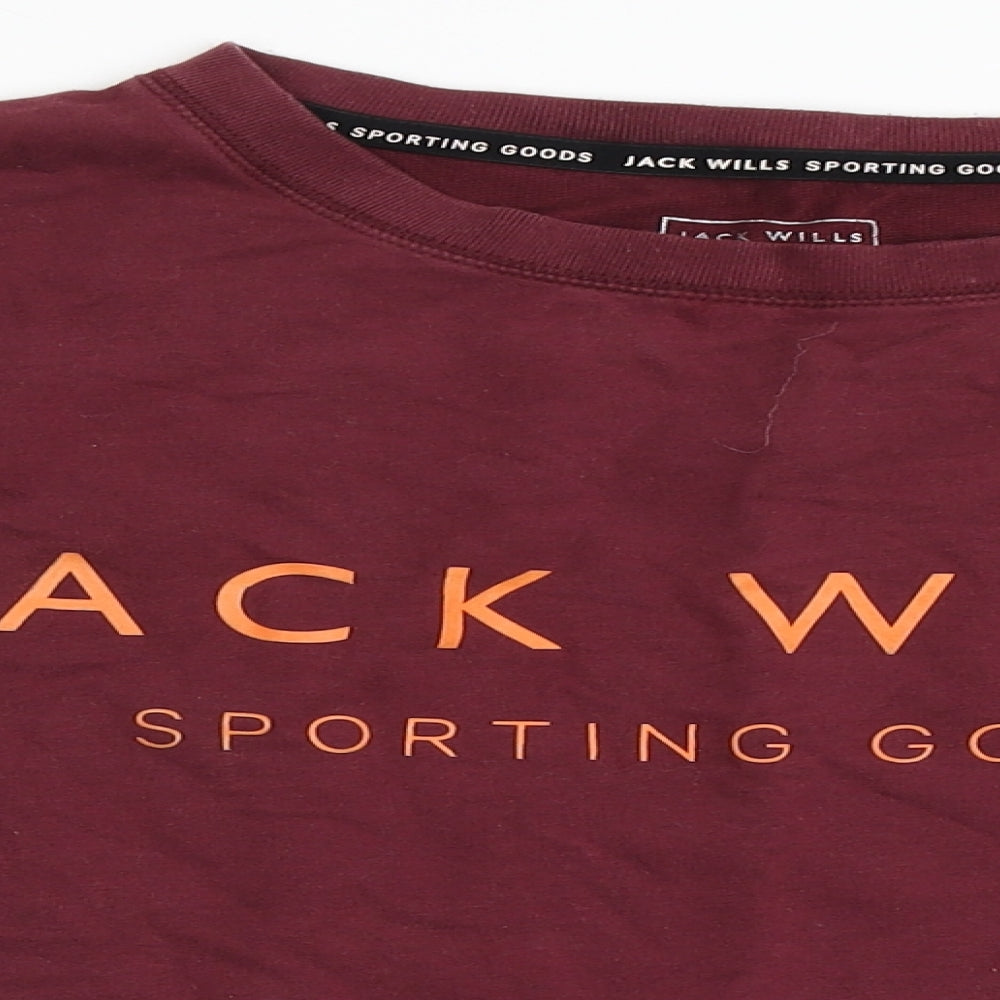 Jack Wills Womens Red  Cotton Pullover Sweatshirt Size 12   - Cropped