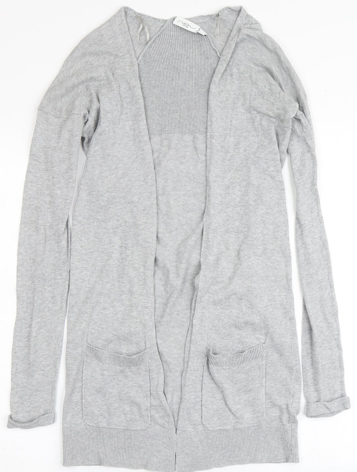New Look Womens Grey V-Neck  Cotton Cardigan Jumper Size 8