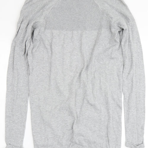 New Look Womens Grey V-Neck  Cotton Cardigan Jumper Size 8