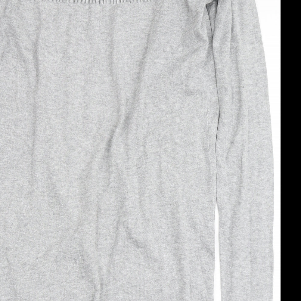 New Look Womens Grey V-Neck  Cotton Cardigan Jumper Size 8