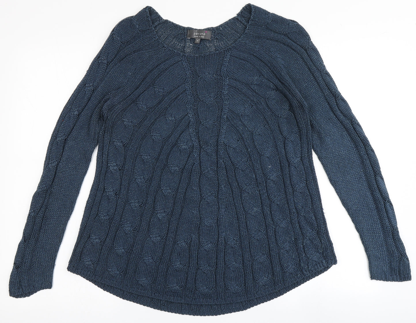Per Una Womens Blue Scoop Neck  Acrylic Pullover Jumper Size M