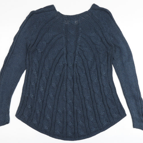 Per Una Womens Blue Scoop Neck  Acrylic Pullover Jumper Size M