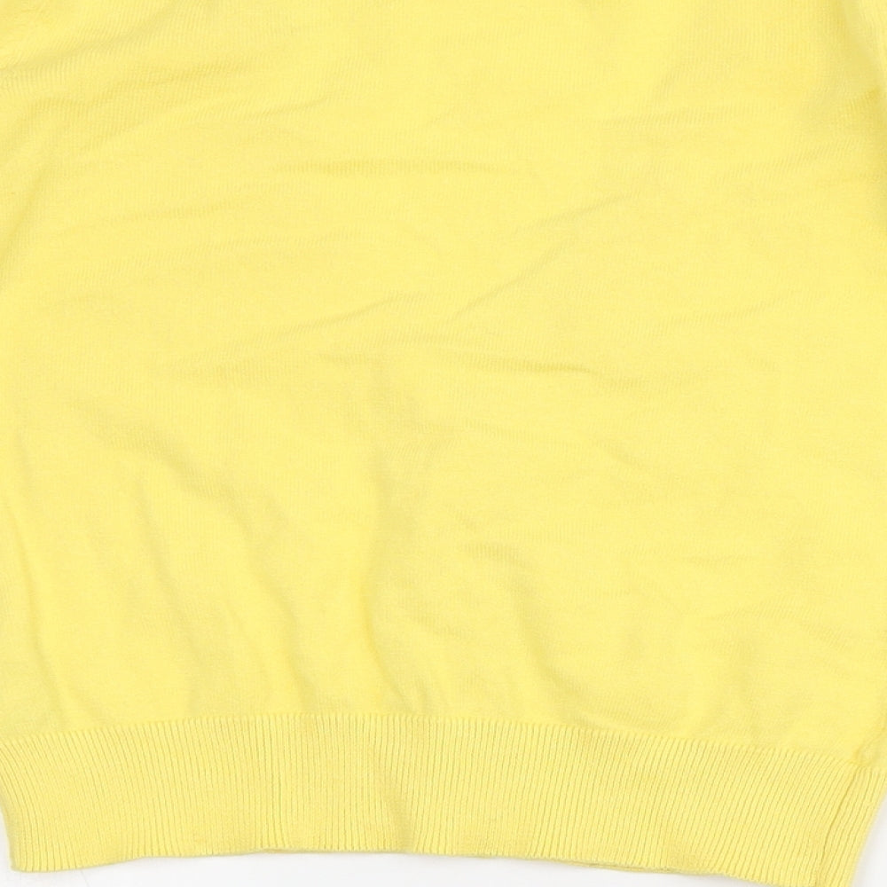 New Look Womens Yellow V-Neck  Cotton Pullover Jumper Size 6