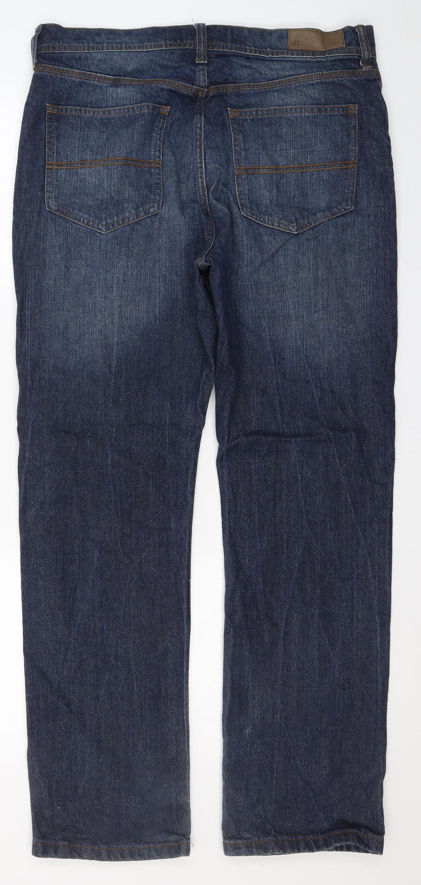 Marks and Spencer Mens Blue  Cotton Straight Jeans Size M L39 in Regular