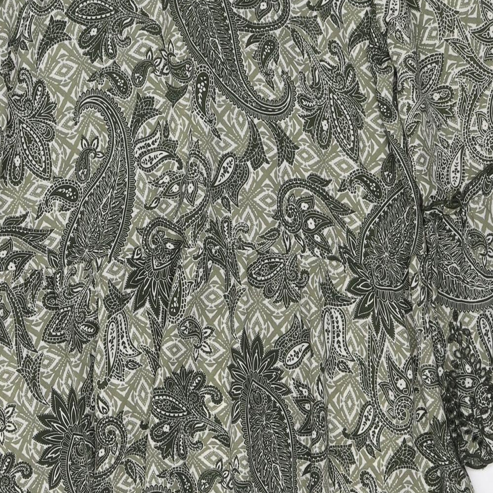 NEXT Womens Green Floral Polyester Fit & Flare  Size 16  V-Neck