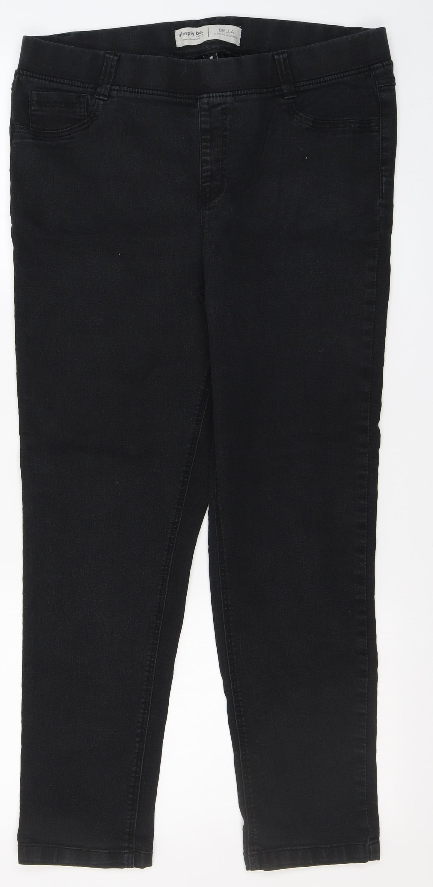 Simply Be Womens Black  Cotton Jegging Jeans Size 16 L25 in Slim  - Bella slim leg Jeans