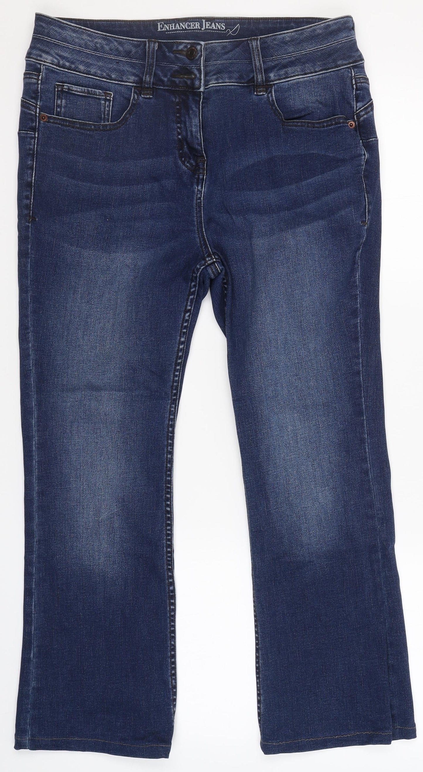 NEXT Womens Blue  Cotton Straight Jeans Size 14 L24 in Regular Zip