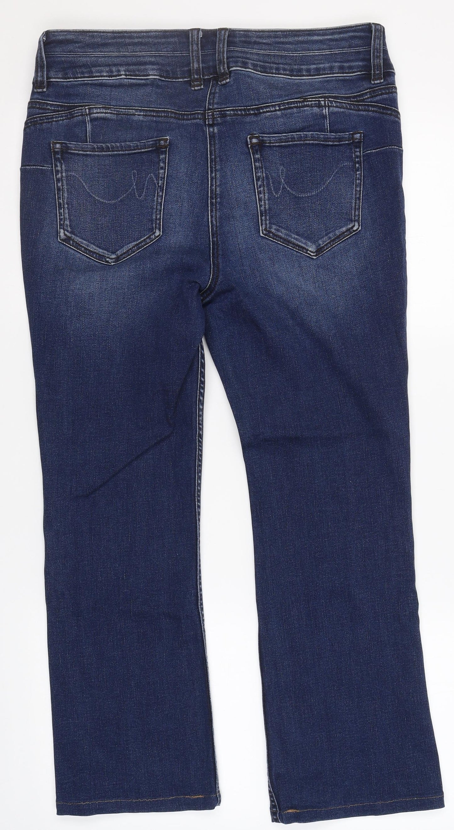 NEXT Womens Blue  Cotton Straight Jeans Size 14 L24 in Regular Zip