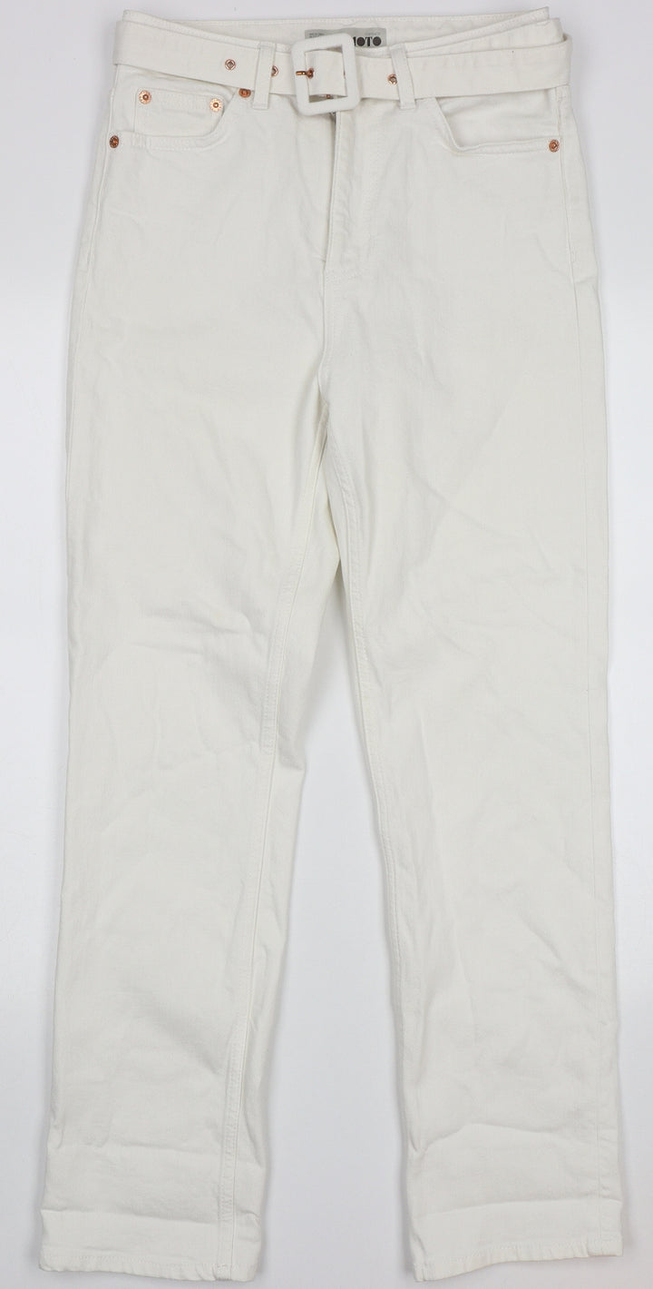 Topshop Womens White Coir Straight Jeans Size 28 L28 in Regular Button
