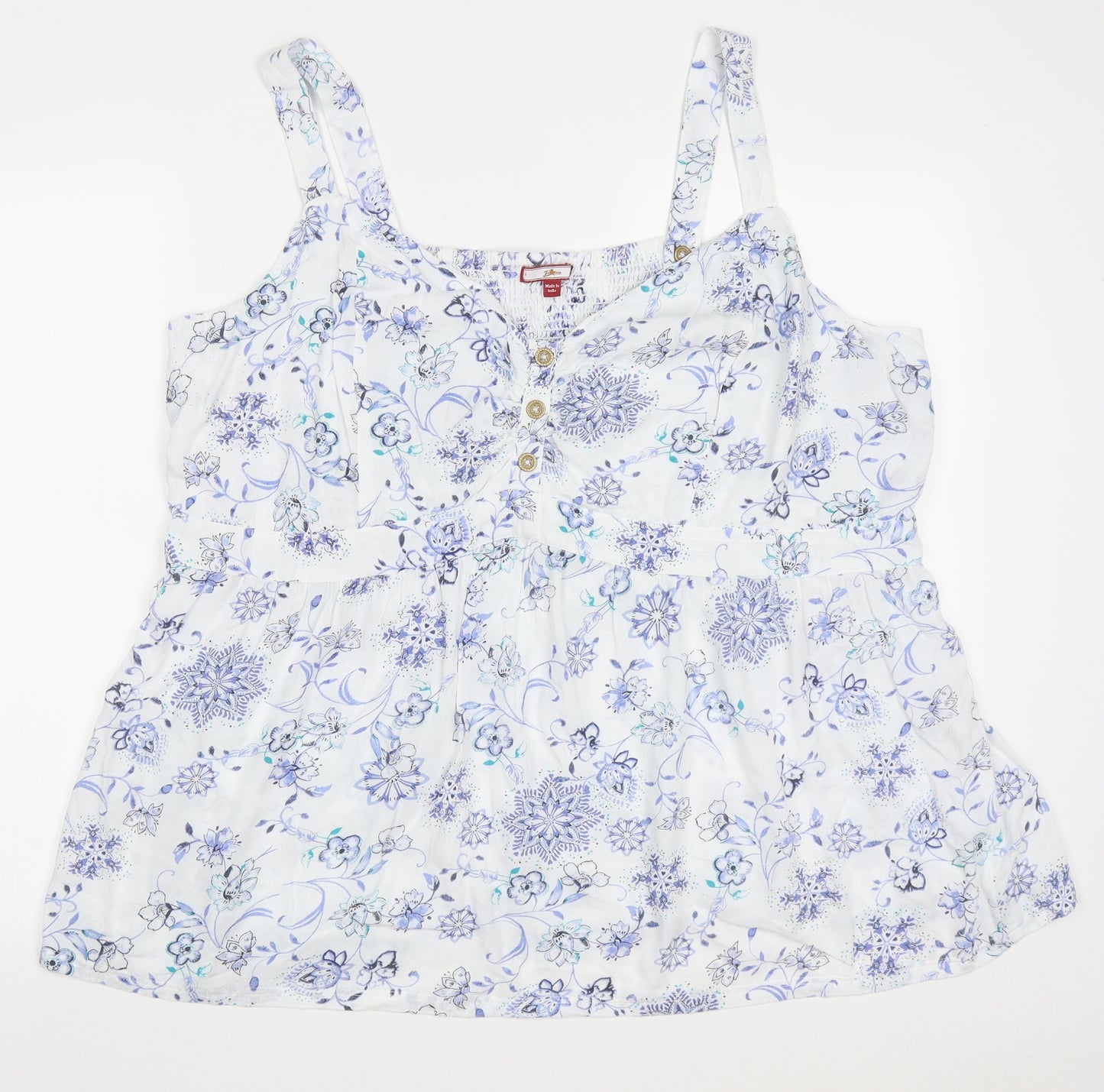 Joe Browns Womens Blue Floral Polyester Tunic Tank Size XL V-Neck