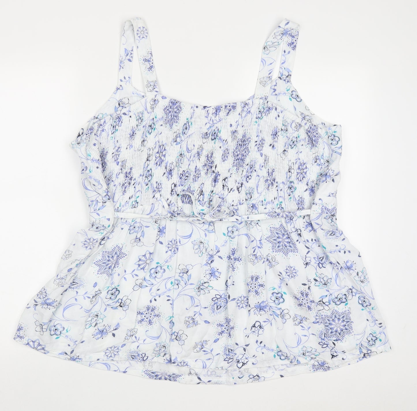 Joe Browns Womens Blue Floral Polyester Tunic Tank Size XL V-Neck