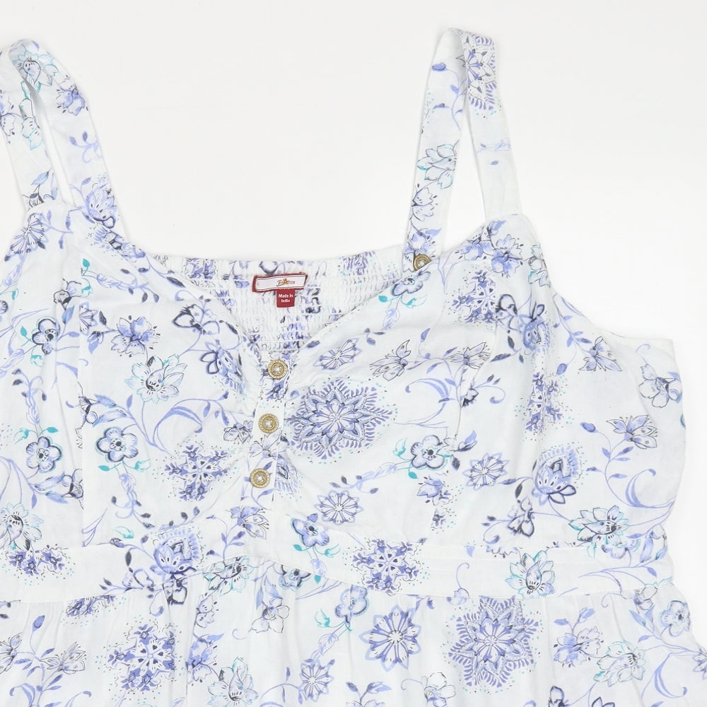 Joe Browns Womens Blue Floral Polyester Tunic Tank Size XL V-Neck
