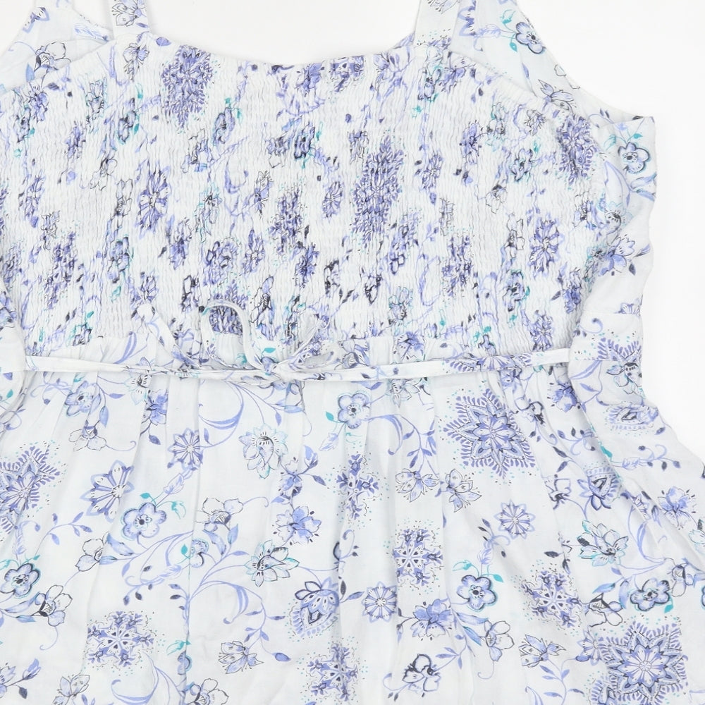 Joe Browns Womens Blue Floral Polyester Tunic Tank Size XL V-Neck