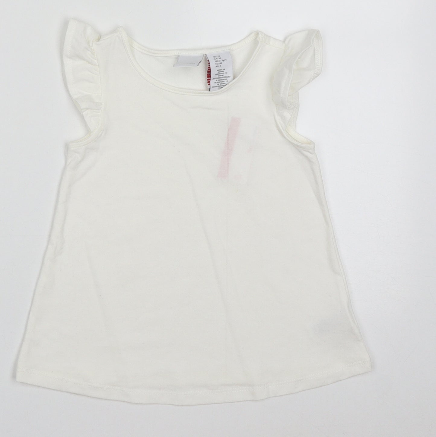 Tahari Girls White  Cotton Basic T-Shirt Size 2-3 Years Crew Neck Pullover
