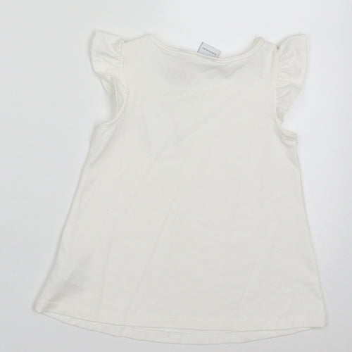 Tahari Girls White  Cotton Basic T-Shirt Size 2-3 Years Crew Neck Pullover