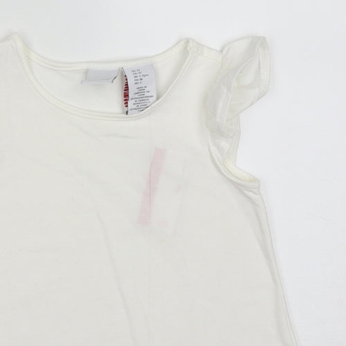 Tahari Girls White  Cotton Basic T-Shirt Size 2-3 Years Crew Neck Pullover