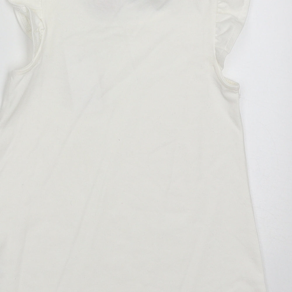 Tahari Girls White  Cotton Basic T-Shirt Size 2-3 Years Crew Neck Pullover