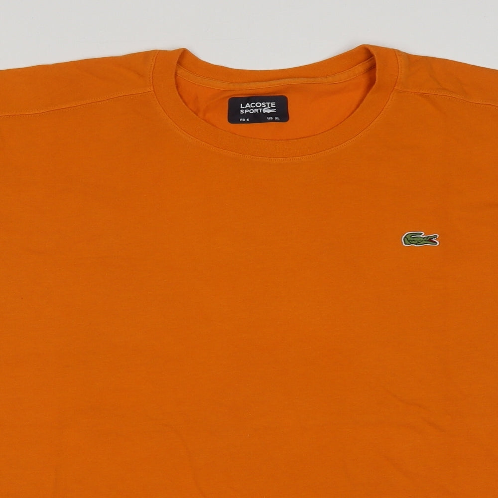 Lacoste Mens Orange  Cotton  T-Shirt Size XL Crew Neck