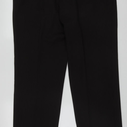 Marks and Spencer Mens Black Striped Polyester Trousers  Size 42 L31 in Regular Button