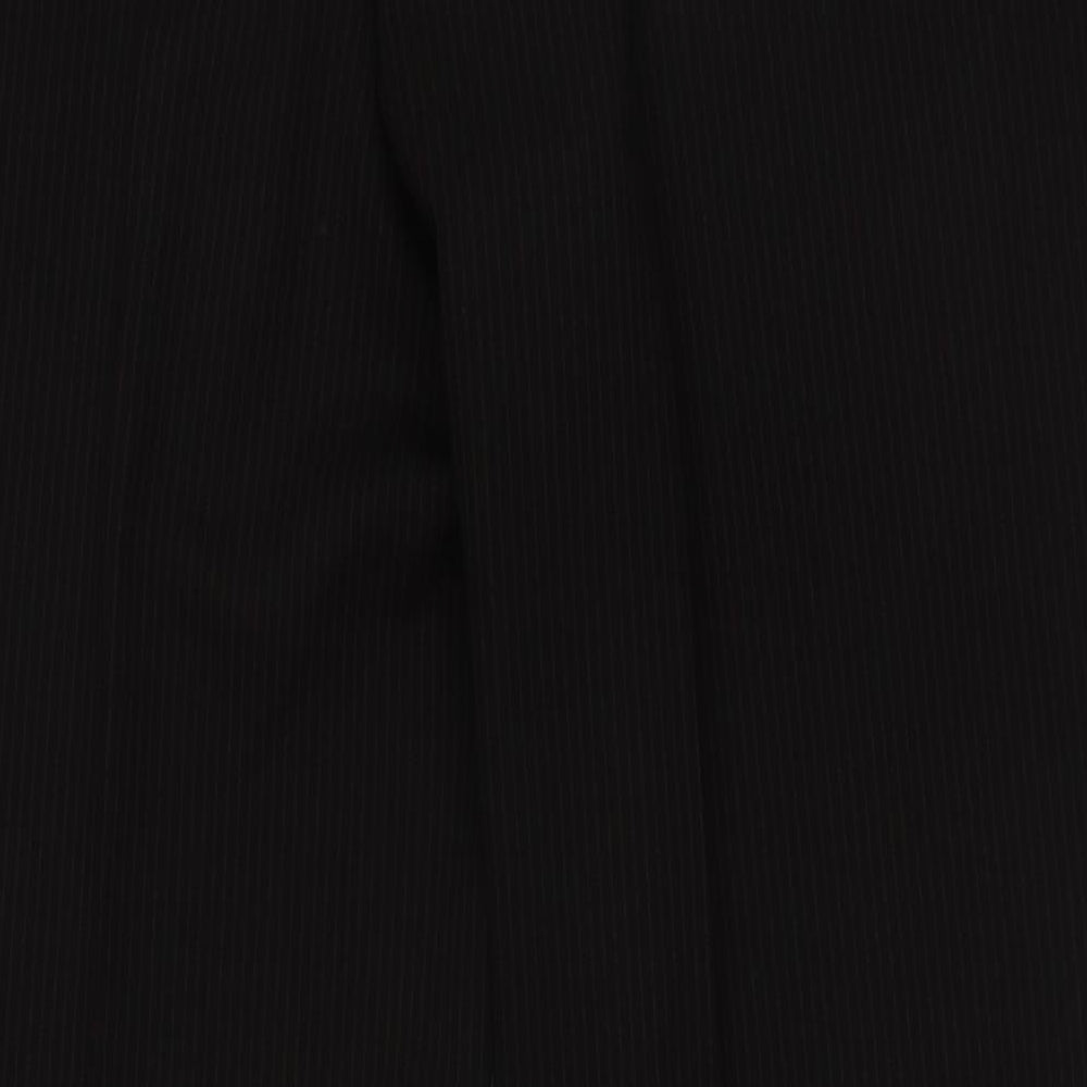 Marks and Spencer Mens Black Striped Polyester Trousers  Size 42 L31 in Regular Button